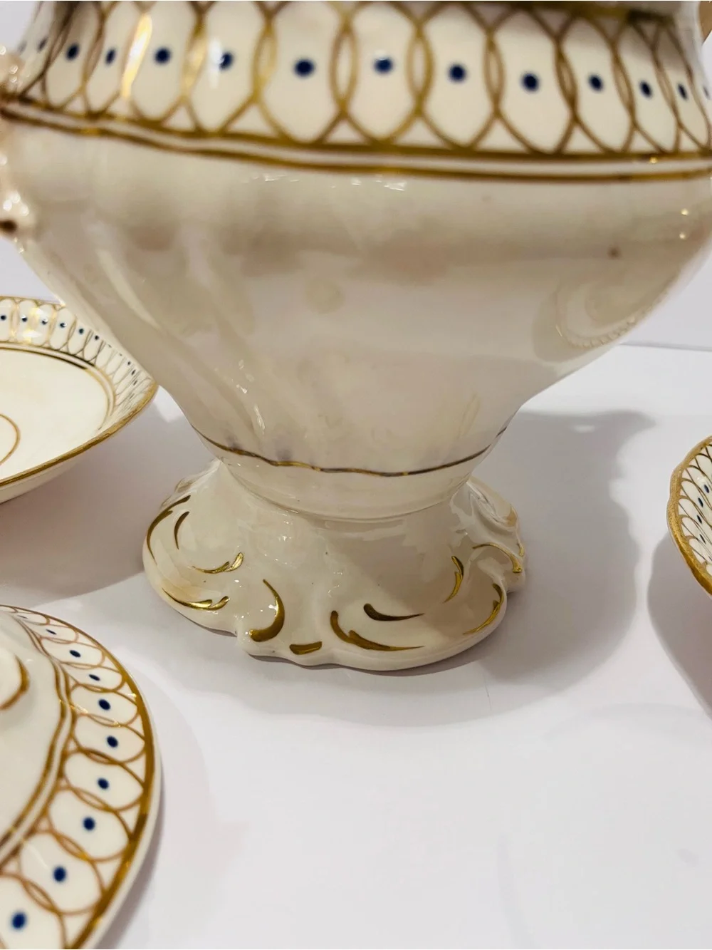 Antique Early 19th Century English Glazed Porcelain & Hand Gilded Tea Set